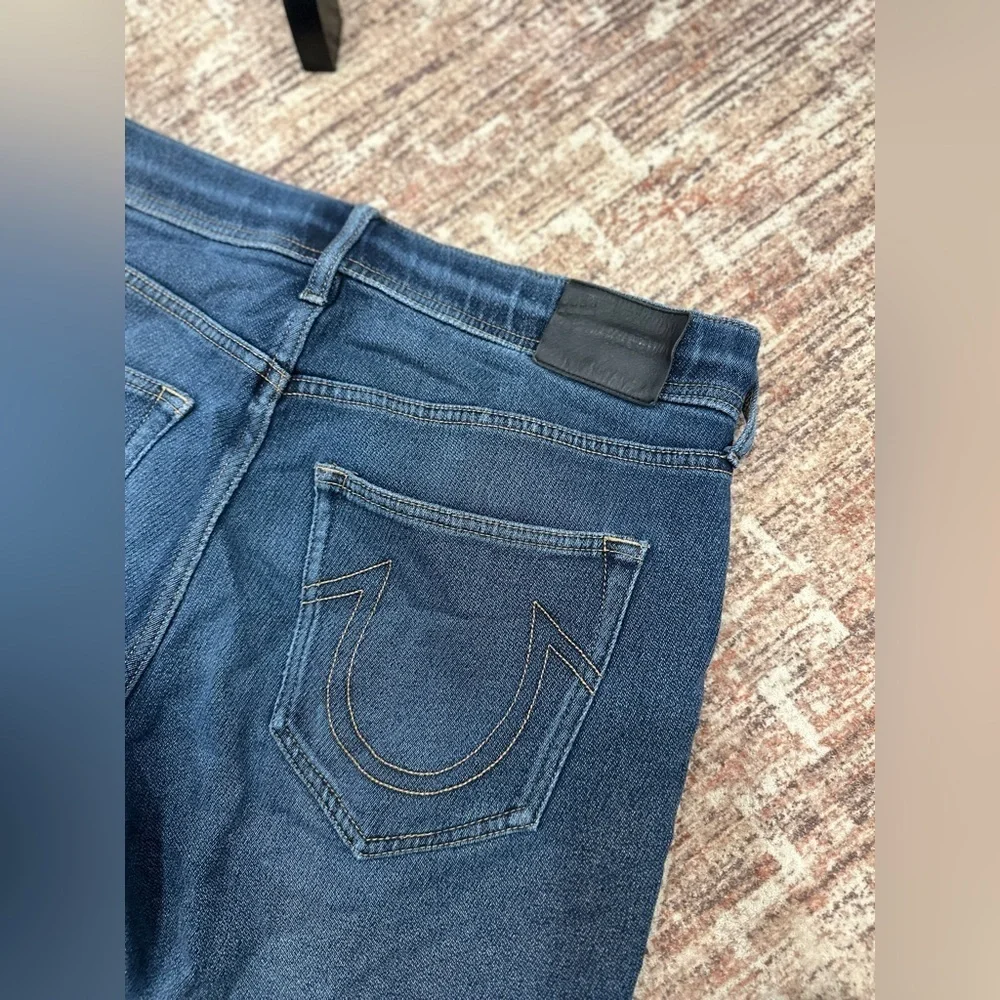 True Religion Twisted Dean Slim Blue Drawstring Denim Jeans Men's Size 31x30